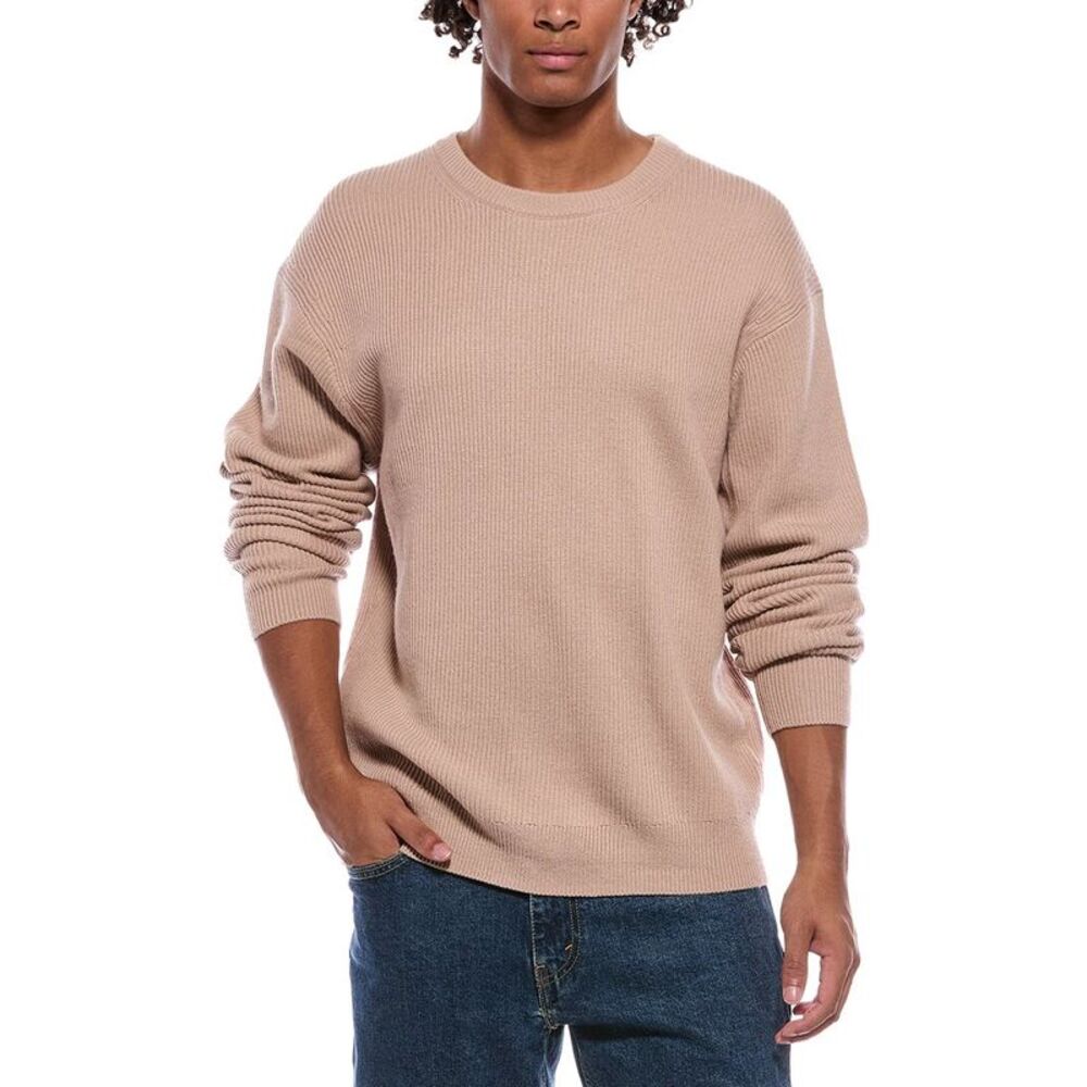 Frame Denim Mens Frame Ribbed Wool & Silk-Blend Crewneck Sweater, Purple
